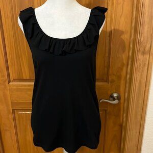 J. Crew Black Ruffled Tank Size M